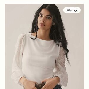 Anthropology Sunday in Brooklyn Lace-Sleeve Blouse